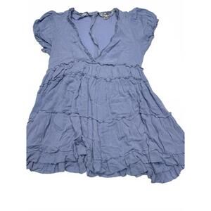 JustLily XL Light Blue Ruffle Tiered Dress